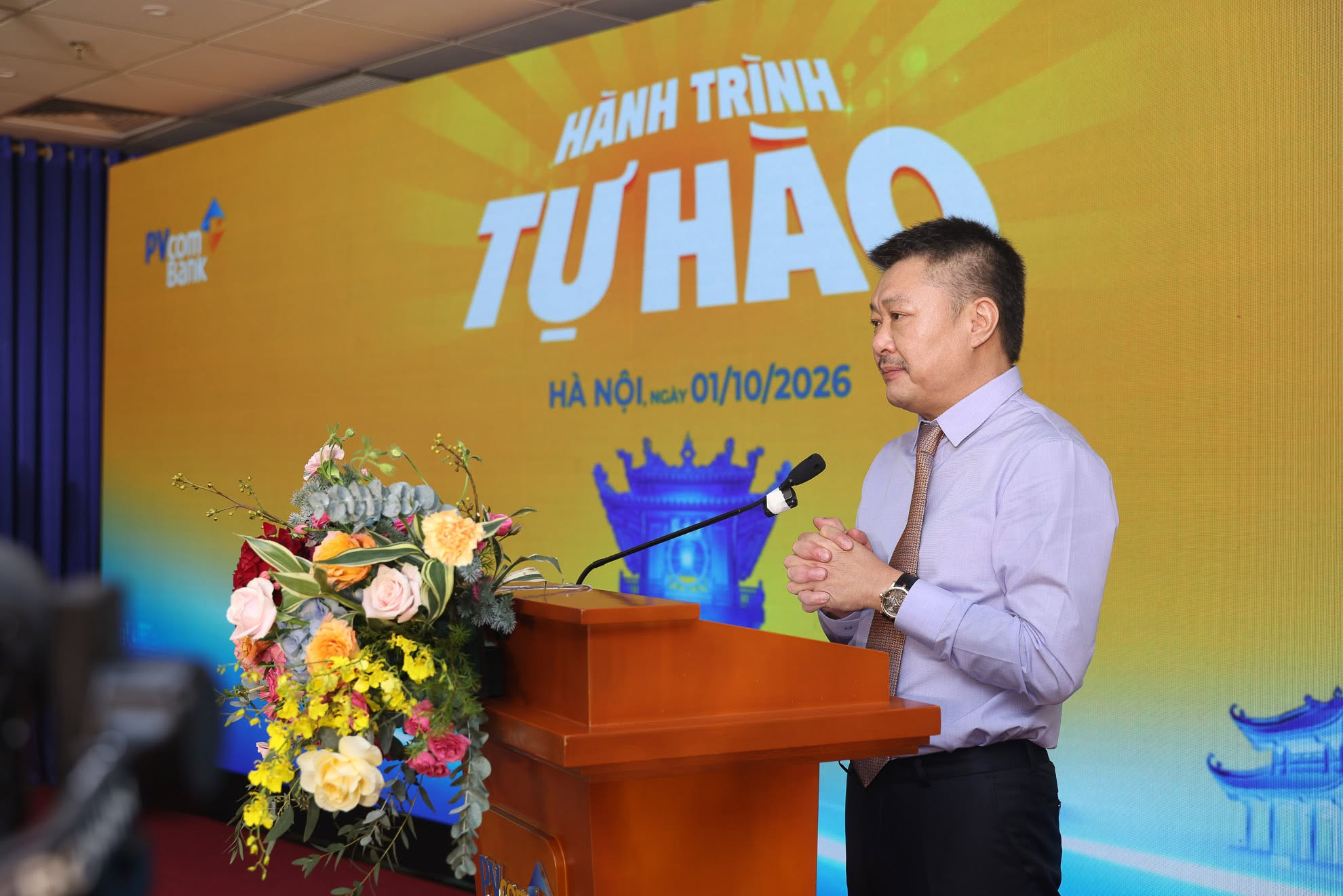 Ảnh minh họa 2: Ông Nguyễn Đình Lâm, Chủ tịch Hội đồng quản trị PVcomBank, chia sẻ niềm tự hào về hành trình phát triển của Ngân hàng tại Ngày hội Văn hóa 2026.